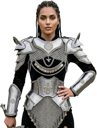 Medieval Lady Full Steel Armor Suit for Women – Fantasy Warrior Knight Costume, LARP Combat Cosplay Armor Set, Renaissance Fair Medieval Armor