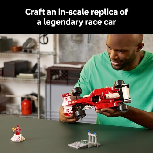 Image of LEGO Icons Ferrari F2004 & Michael Schumacher Building Set for Adults, Ages 18+ - Ferrari F1 Bedroom, Home Office, Desk Decor - Gift Ideas for Men, Women & Fans - 11375