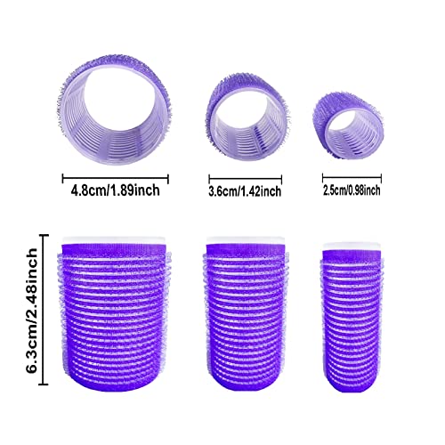 Aioiki Hair Roller Set, 30 Pack 3 Sizes Hair Curlers Rollers For Medium Long Hair, Self Grip Hair Rollers, Diy Velcr Curlers (6Xlarge+6X Medium+6X Small+12X Clips,Travel Bag Packag)(30Pcs Purple Set) #TOP1
