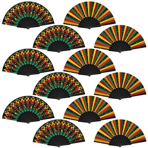 Cinrobiye 24 Pcs Black History Month Folding Hand Fans Juneteenth Hand Fans Black History Month Colorful Foldable Handheld Fan for African American Country Festival Celebration Party Favors Supplies
