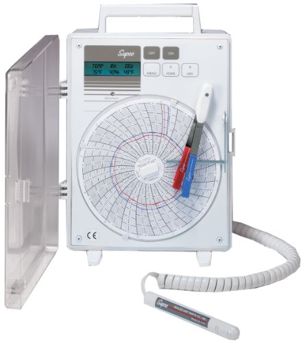 Supco CRTH2 Temperature, Humidity and Dew Point Recorder with LCD Display, 6" Chart Diameter, -40/130 F, 115 VAC