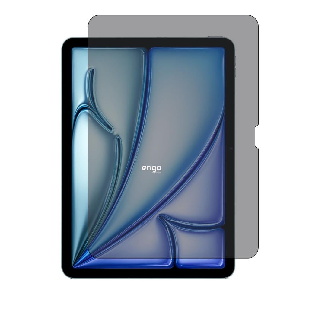 Engo Apple iPad Air 11 İnç Hayalet Ekran Koruyucu, Yandan Görünmeyen Anti-Spy Gizlilik (Privacy) Koruması, 9H Temperli Nano Kırılmaz Esnek Cam, Parlama Önleyici Şeffaf M2 M3 M4 İle Uyumlu