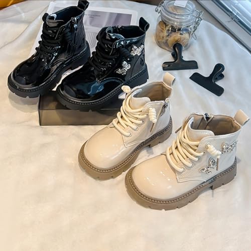 Toddler Girls' Lace Up Combat Boot Kids Glitter Waterproof Anti Slip Soft Sole Ankle Boots with Side Zipper4