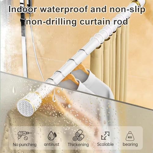 Tringle douche télescopique extensible gris 310-400cm robuste sans perçage