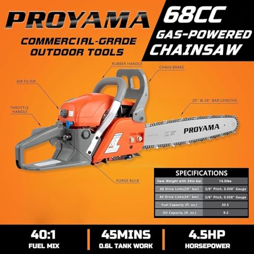 PROYAMA 68CC 24-Inch Top Handle Chainsaw