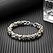 JQWL Flat Byzantine Bracelet 8mm Wide Stainless Steel Punk Cool Link Bracelet Chunky Heavy Chain Fashion Curb Cuban Chain Bracelet for Men Women Water Resistance (Silver&Gold, 8.3inch)
