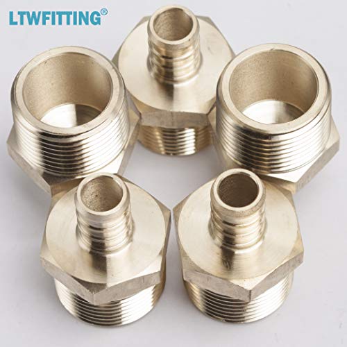 Ltwfitting Lead Free Brass Pex Adapter Fitting 1/2-Inch Pex X 3/4-Inch Male Npt Crimp Adaptor (Pack Of 5) #TOP4