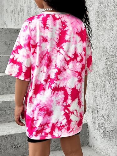Girl's Heart Print Tie Dye T Shirt Crew Neck Short Sleeve Tees Casual Summer Tops Trendy2