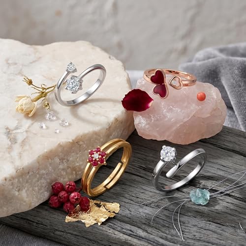 Image of Mahi Colorful Crystsal Studded Adjustable Finger Ring Combo for Women (PACO1105158PR)