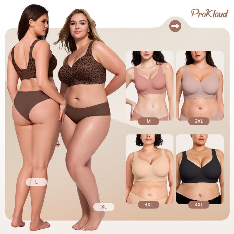 Image of ProKloud Jelly Bras for Women No Underwire Wireless Bra with Support and Lift Full Coverage Plus Size Comfy Seamless Bra