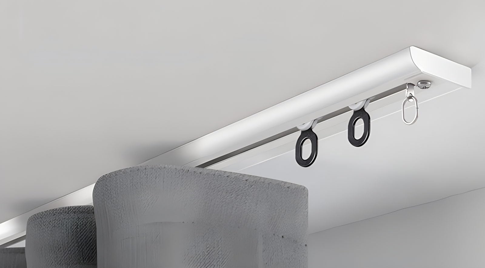 Ceiling Curtain Track 12M 10M 8M 6M 4M 2M 1M, Thick Heavy Aluminum Curtain Rails Ceiling Mount Curtain Tracks System With Roller, Room Divider Silent Curtain Rail Kit(Color:White,Size:2m/6.5ft)