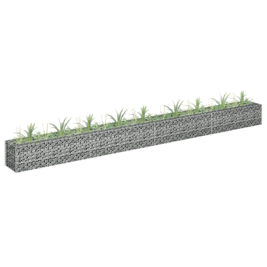 vidaXL Gabion Raised Bed for Garden or Patio, Galvanized Steel, Rustproof and Weather-Resistant, 141.7