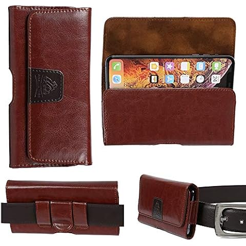 Brown Leather Belt Pouch for Moto G 5G Cover