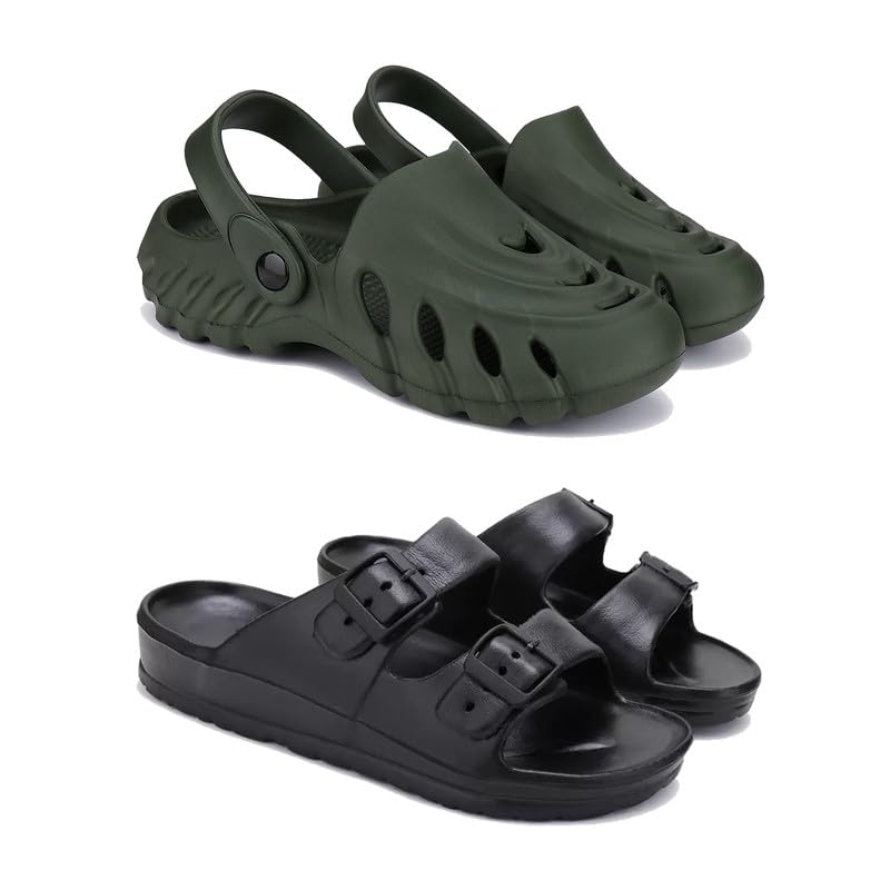 WINGSCRAFT Lightweight Classic Clogs || Sandals with Slider for Men-Combo(2)-3137-3115-10 Black(COMBO(2)-3137-3115-10_BZ)-image-10