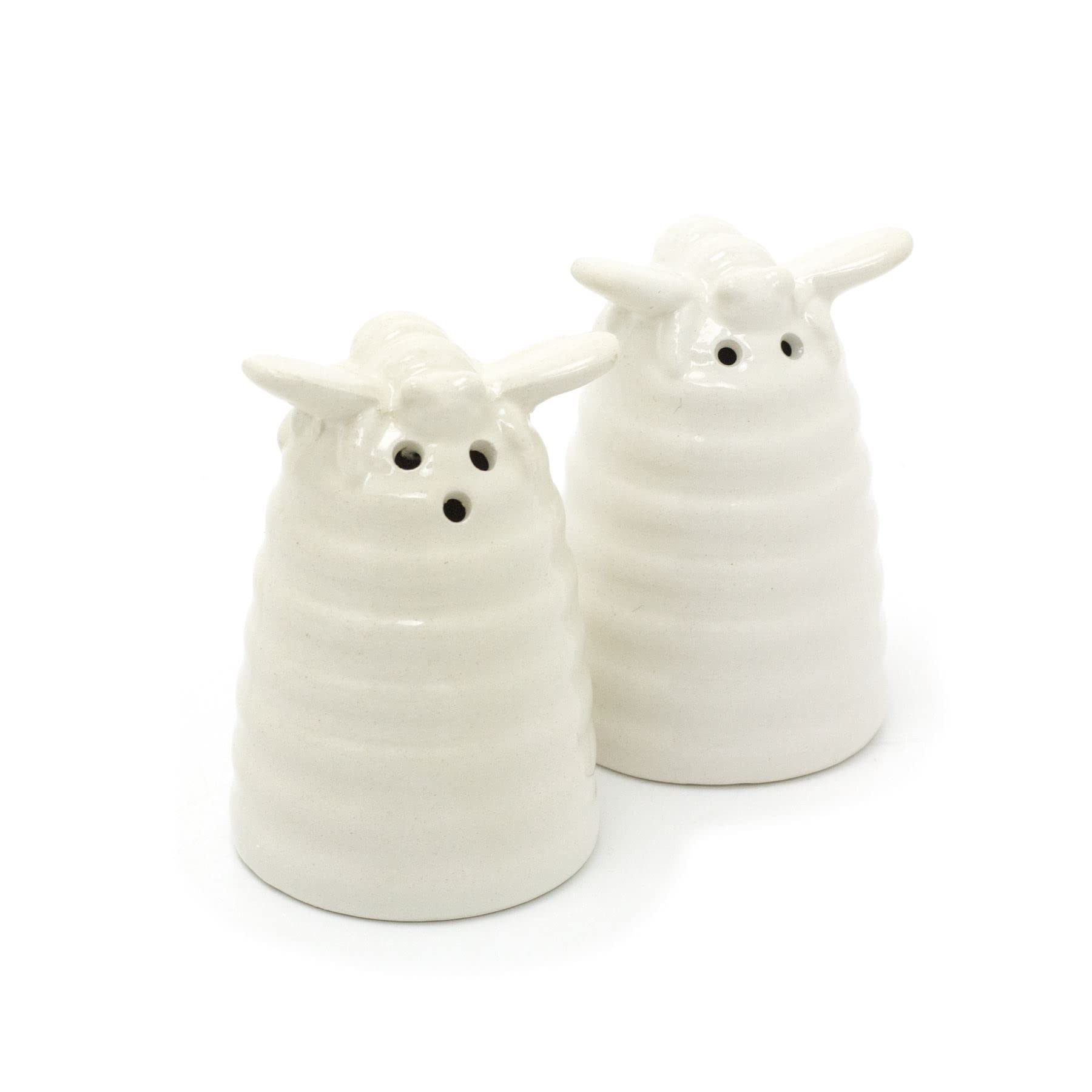 Carousel Home Ceramic Summer Bee Hive Shaped Salt And Pepper Pots | Bumble Bee Salt & Pepper Shakers | White Beehive Salt And Pepper Seasoning Set Bee Kitchen Decor