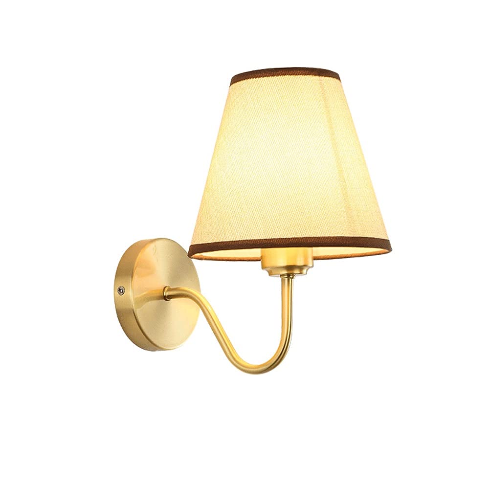 YNIYUJKL Wall Lamp, Indoor Decorative Wall Lights,Copper Wall Lamp With Fabric Lampshade, Nordic Minimalist Wall Sconce, Bedside Reading Lamp, Wall Wash Light For Living Roo