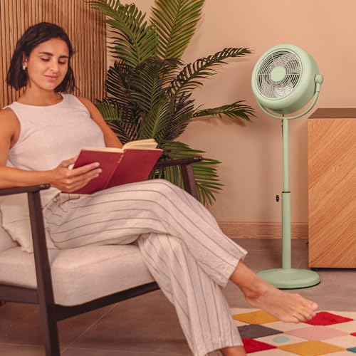 Cecotec - Ventilateur sur Pied EnergySilence 250 ClassicStyle Green - 25 W, Diamètre 25 cm, 3 Pales et Hauteur Réglable, 2 Vitesses et Design Soigné, Utilisation Facile, Utilisation Facile