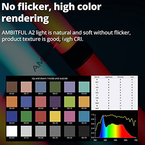 Ambitful A2 Full-Color Rgb Tube Light, 2500K-8500K Cri 95 Tlci 97 Rgb Video Light, Rgb Cct Hsi Mode, 22 Fx Light Effect, App Control Support,Magnet Design (A2 1Pcs) #TOP7
