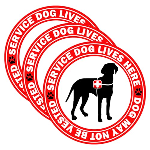 6 Inch Service Dog Lives Here Stickers May Not be Vested Stickers Service Dog On Board Bumper Labels for Doors, Windows, Cars, Trucks Decal 4pcs
