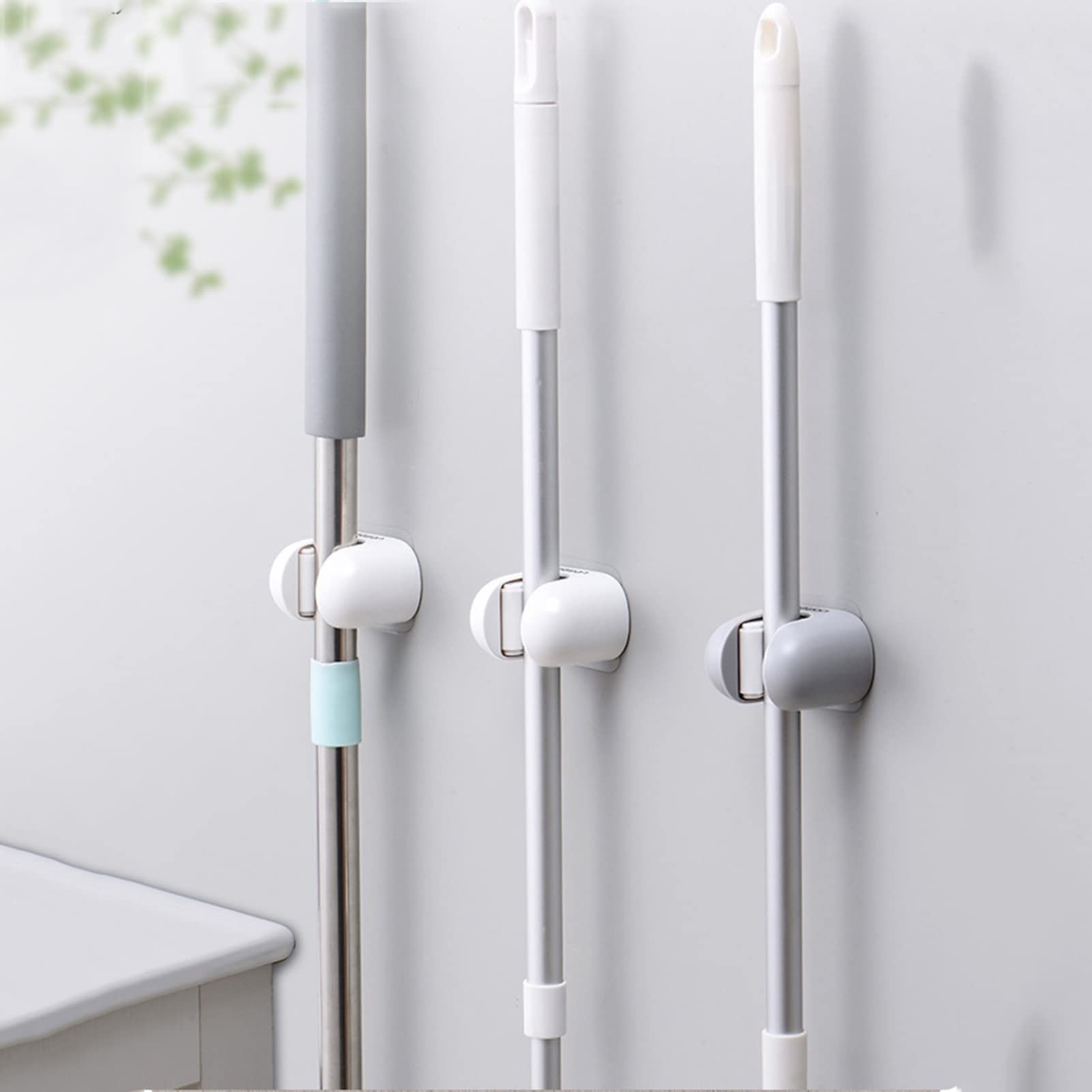 Soporte de Escoba de Montaje en Pared de plástico, Soporte de fregonas Antideslizante sin taladrar, Sujetador de fregonas for Traje, for el hogar, baño, Cocina, jardín, Garaje (Size : 4 Pieces)