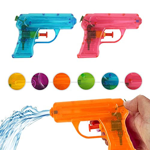 2 Neon Water Pistols Water Guns Available in 6 Bright Colours Compact Mini Squirt Toy Ideal for Outdoor Play Bath-Time Fun Party Bags and Encouraging Imaginative Play
