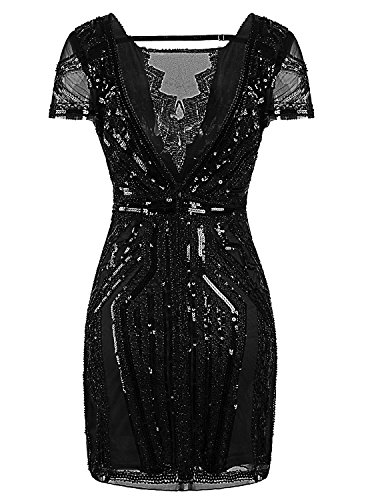 Image of Vijiv 1920s Short Prom Dresses V Neck Inspired Sequins Cocktail Flapper Dress