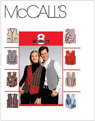 McCall'sPatterns M6228 Small- Medium - Large Misses'/ Men's Lined Vests Size, Pack of 1, White