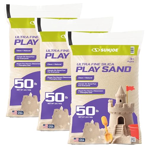 Image of Sun Joe 3 Pack Silica Play Sand for Sandbox, Sensory Table & Garden Spaces, Ultra Fine, 50 Lbs - Natural Craft Accessory for Molding, Digging & Sculpting - Ideal for Indoor and Outdoor Use
