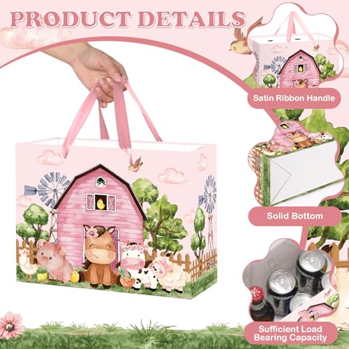 Farm-Animals-Theme-Birthday-Gift-Bag-for-Girls-Baby-Shower-Pink-Farmhouse-Barnyard-Gift-Bag-Wrapping-Paper-Card-Large-Cows-Pigs-Gifts-Bag-for-Baby-Shower-Farm-Birthday-Party-Favors-Supplies Farm Animals Theme Birthday Gift Bag for Girls Baby Shower Pink Farmhouse Barnyard Gift Bag Wrapping Paper Card Large Cows Pigs Gifts Bag for Baby Shower Farm Birthday Party Favors Supplies