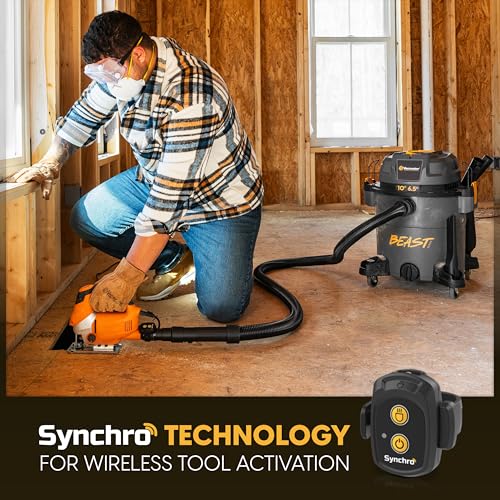 Image of Vacmaster Professional Beast Series FLT+10-Gallon 6.5 Peak HP Wet /Dry Shop Vacuum with HEPA Media Filter, Manual Filter Cleaning System, Power Tool Sync Technology- VJN1012PF 0201