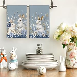 Artoid Mode Bunny Hydrangea Easter Kitchen Towels Dish Towels, 18x26 Inch Spring Farmhouse Wild Flowers Decoration Hand Towels Set of 2 Artoid Mode Bunny Hydrangea Easter Kitchen Towels Dish Towels 18×26 Inch Spring Farmhouse Wild Flowers Decoration Hand Towels Set of 2