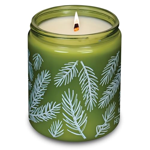 Hemlock Park Green Glass Wood Wick Candle (8 oz)