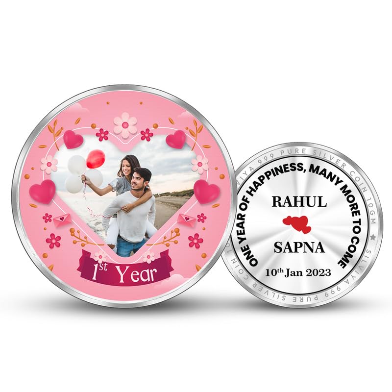 Silviya BIS Hallmarked Personalized 1st Wedding Anniversary Gift | 999 Pure Silver Coin (10 Gram) Round Shape with Custom Message Card | Unique Gift for Wife | Husband | Couples | Romantic Present (B0CNXWLVWL) Amazon Price History, Amazon Price Tracker