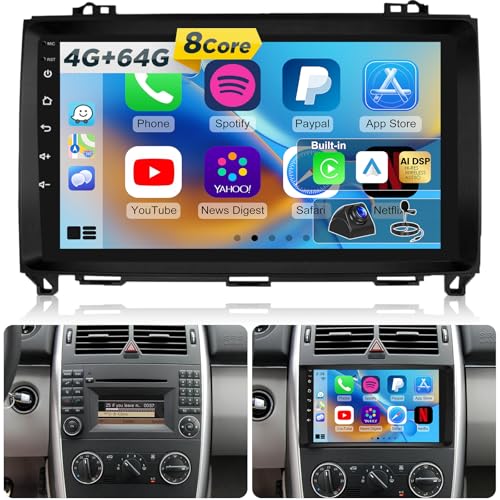 NHOPEEW 4+64G Autoradio für Mercedes Benz A/B/V Class W169 B200 W639 Vito Viano Sprinter - 9 Zoll Android Autoradio mit Drahtlos Carplay und Android Auto - Mirror Link 32EQ DSP Split-Screen NHOPEEW 4+64G Autoradio für Mercedes Benz A/B/V Class W169 B200 W639 Vito Viano Sprinter - 9 Zoll Android Autoradio mit Drahtlos Carplay und Android Auto - Mirror Link 32EQ DSP Split-Screen