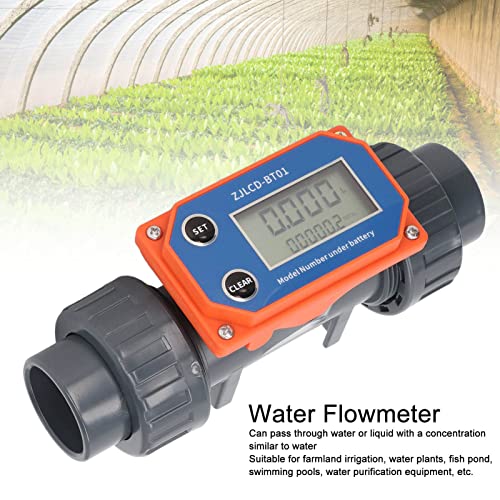 Digital Display Water Flowmeter UPVC Liquid Meter 10-150 L/min for Farmland Irrigation Water Plant Fish Pond