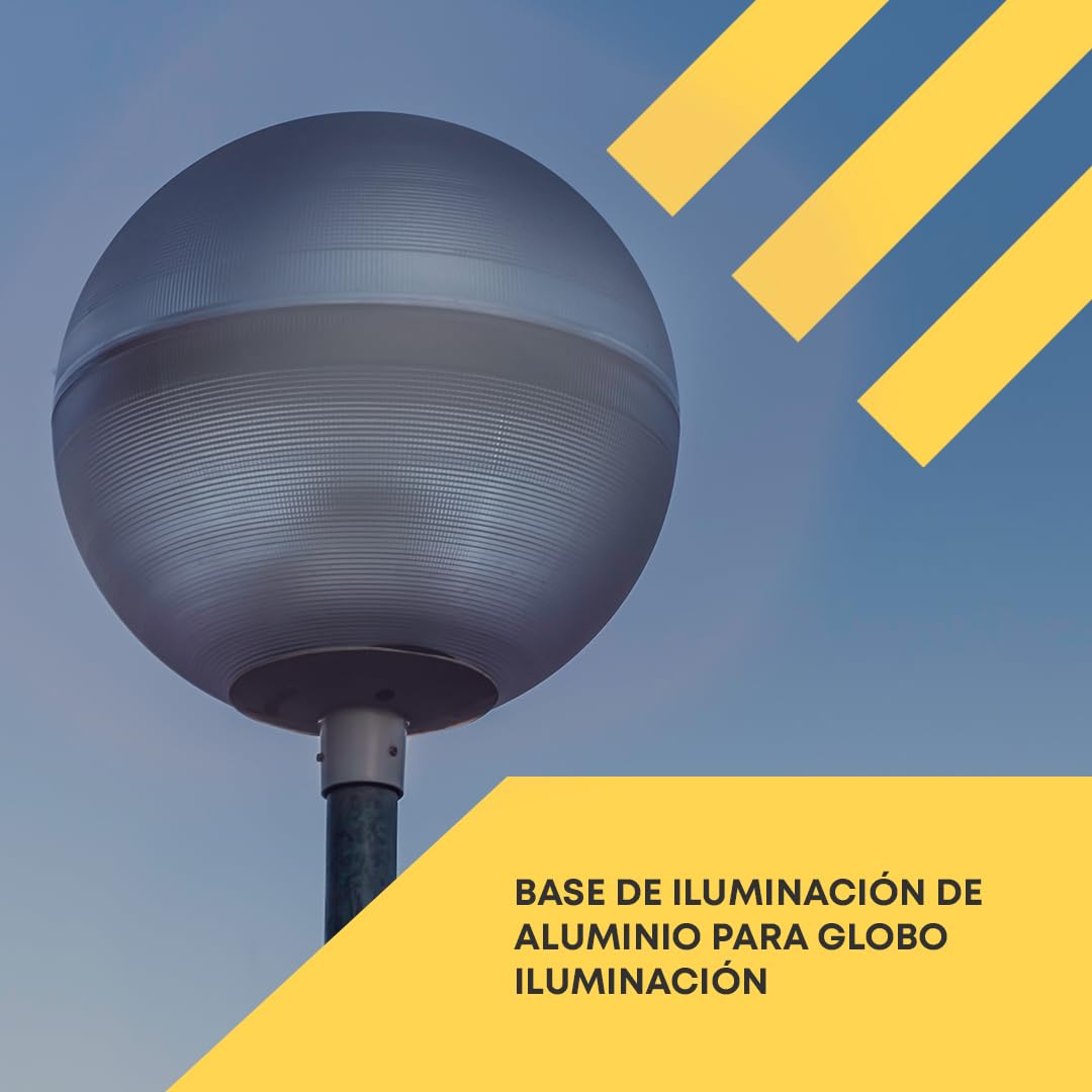 Base Iluminación para Globo de Iluminación con Boca 17/19 cm - Aluminio - Exterior - Color: Gris - Casquillo: E-27