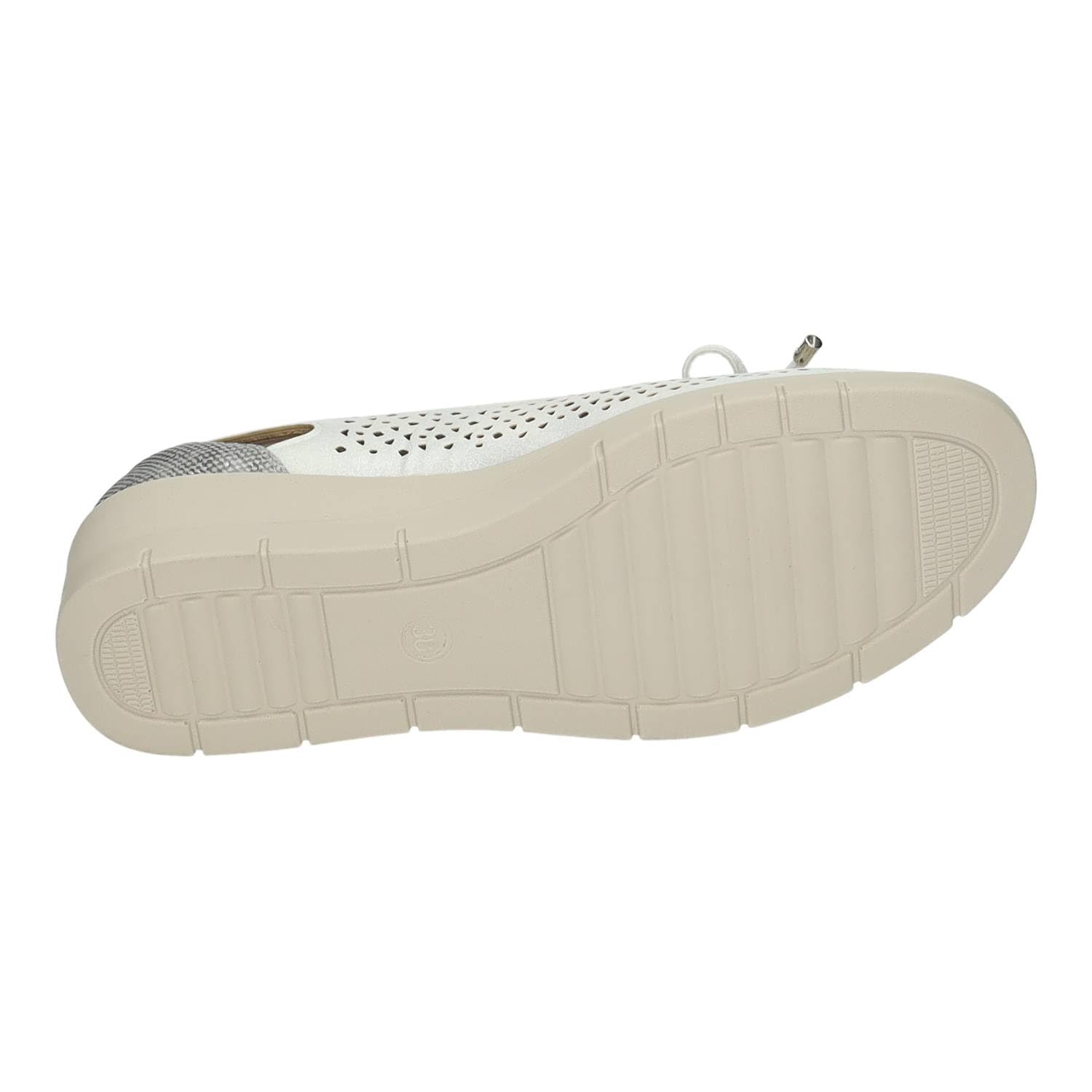 26M208 Manoletinas con cuña para Mujer, en Color Perla, con Lazo y Plantilla Extraible, cómodas, Ligeras Ideales para Verano Mujer Manoletinas
