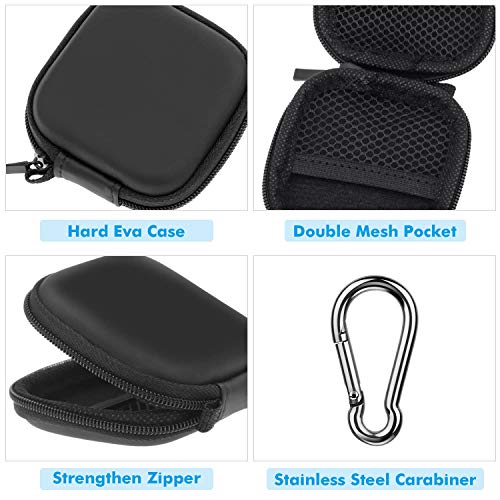 Earbud Case, Cridoz Earphone Case Headphone Eva Earbud Holder With Stainless Steel Carabiner Cell Phone Accessories Organizer Mini Earbud Pouch For Wireless Earbuds, Bluetooth Headset, Sd Memory Card #TOP2