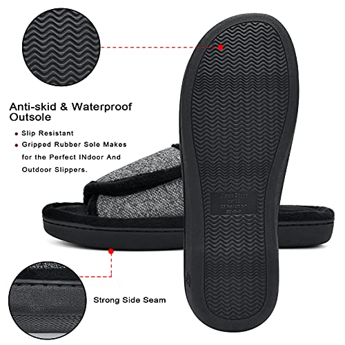 Image of DL Adjustable Men's Memory Foam Slippers, Comfy Indoor Outdoor, Breathable Slide Bedroom Slippers Size 7-14