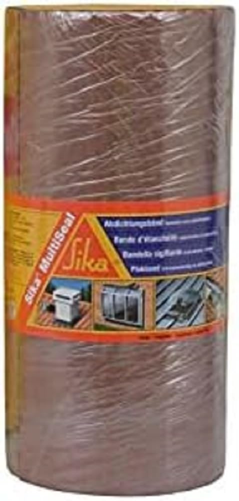 SIKA - Bande d'étanchéité autocollante pour la réparation de toiture/gouttière Multiseal Terre Cuite - Multisupports - Résistant aux UV/Déchirure - Pose facile -Peut-être peint - 225mm x 3 m