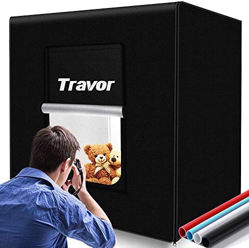 Travor Photo Studio Light Box 32x32Inch Professional Dimmable Photo Booth Shooting Tent Kit with 126 LED Lights, 4 Backdrops for Jewelry and Large Items Product Photography(13000LM, CRI95+)