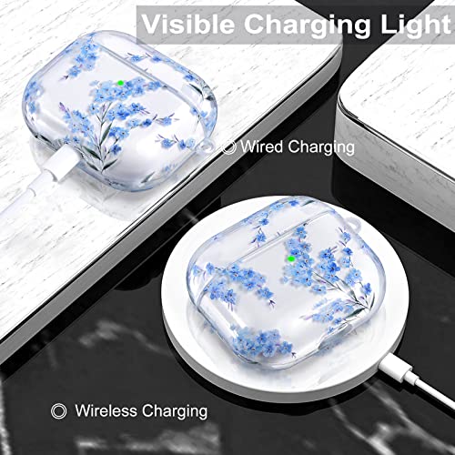 Airpods 3 Case Cover, Qingqing Compatible With Protective Clear Floral Case Cover With Keychain Airpods 3Rd Generation Charging Case (2021 Released), Shockproof And Skin-Friendly, Front Led Visible #TOP3