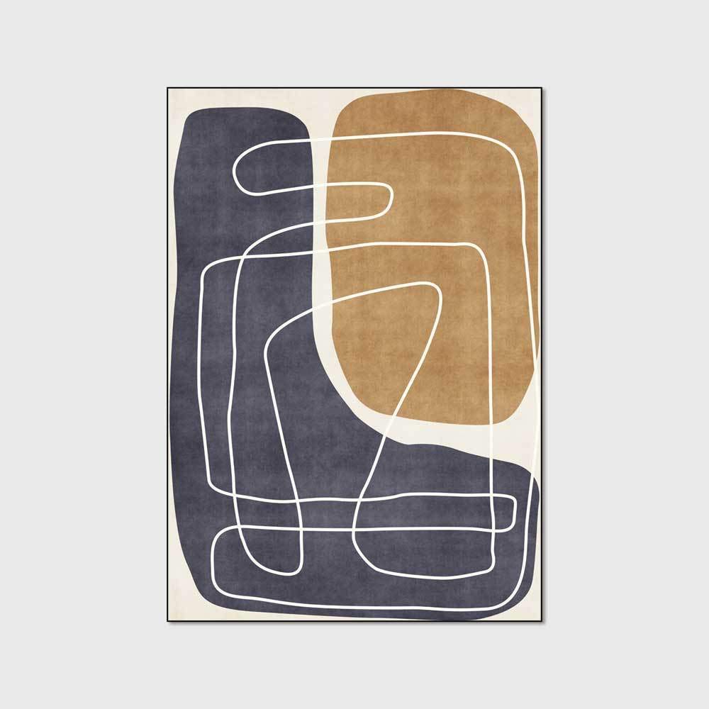 Tapis de Zone,Tapis De Salon Lavable, AntidéRapant, pour L'IntéRieur, Chambre à Coucher, Salon, Salle à,Marron Bleu foncé Moderne,180x270cm