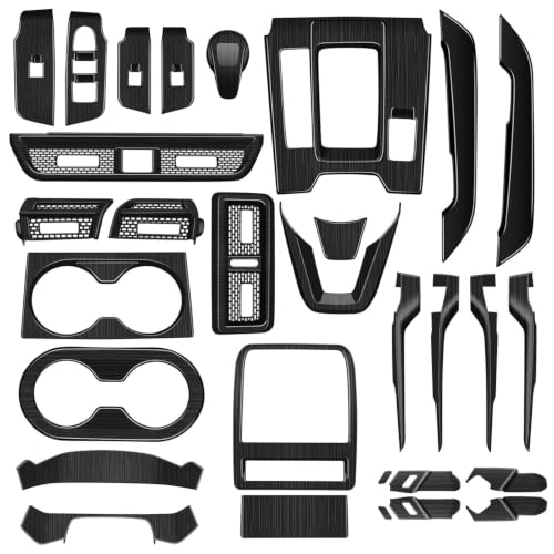 HIGH FLYING Car Center Console Overlay Cover Trim Black Wood Grain ABS for Mazda CX-5 2026 2027 (Kit of 30pcs)