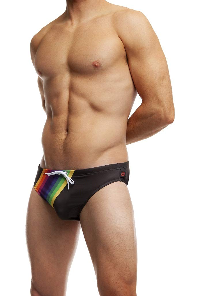 Jack Adams Rainbow Herren-Badehose – Sportliche Passform, Verstellbare Kordel, Regenbogen-Design