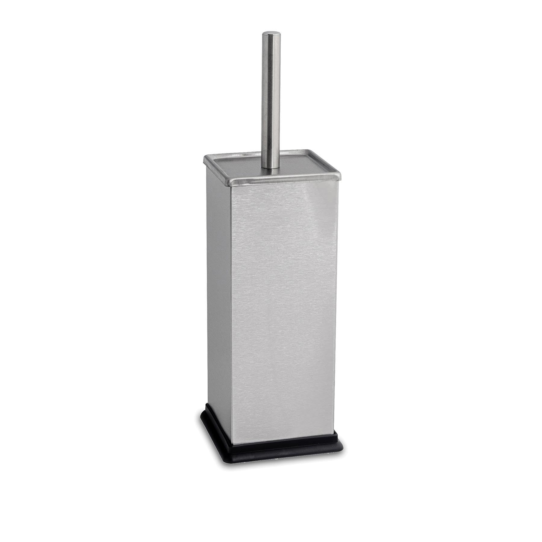 Harbour Housewares Brushed Metal Brushed Square Toilet Brush And Holder – Stainless Bathroom Accessory With Enclosed Design – Rust Resistant, Compact And Hygienic Cleaning Solution For Modern Home Spaces