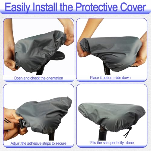 Image of Waterproof Bicycle Seat Covers Dustproof Rainproof UV-Resistant and Windproof Easy to Install and Clean Reusable Suitable for Men's and Women's Mountain Bike and Narrow Seats(2pcs Gray)