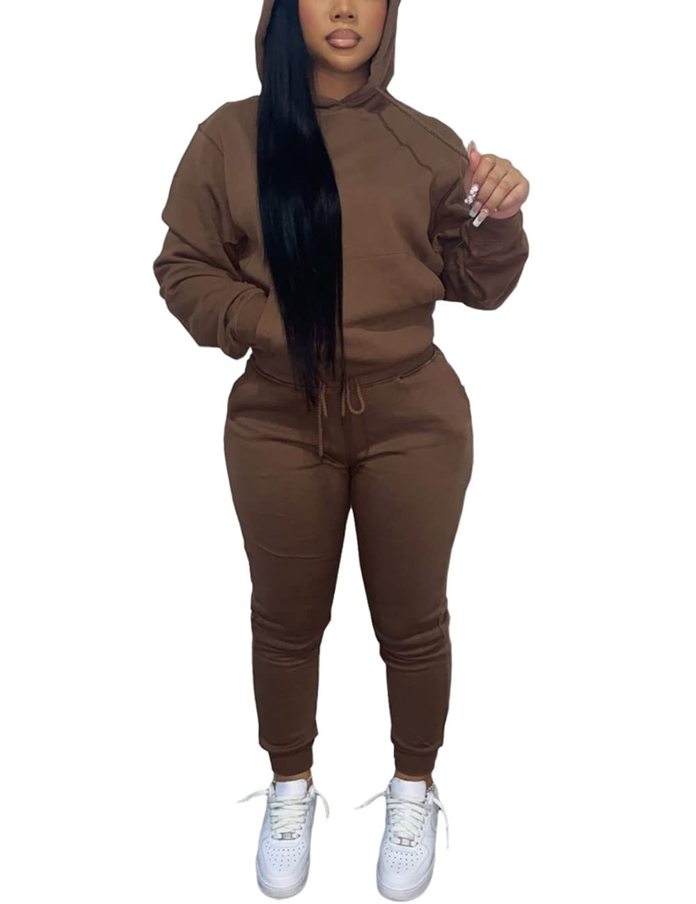 AlunzoemSweatsuits for Women Set 2 Piece Jogging Outfits Long Sleeve Hoodie Sweatshirt Sweatpants Tracksuit