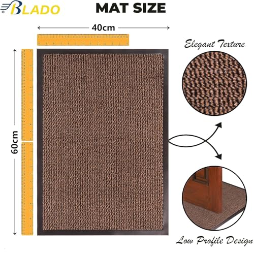 Image of BLADO Washable Door Mats Indoor & Outdoor - Non-Slippery Heavy Duty Doormats Indoor - Stylish & Large Rubber Door Mat - Perfect Dust Grabbing Outdoor & Indoor Door Mat (Brown, 60cm x 90cm)