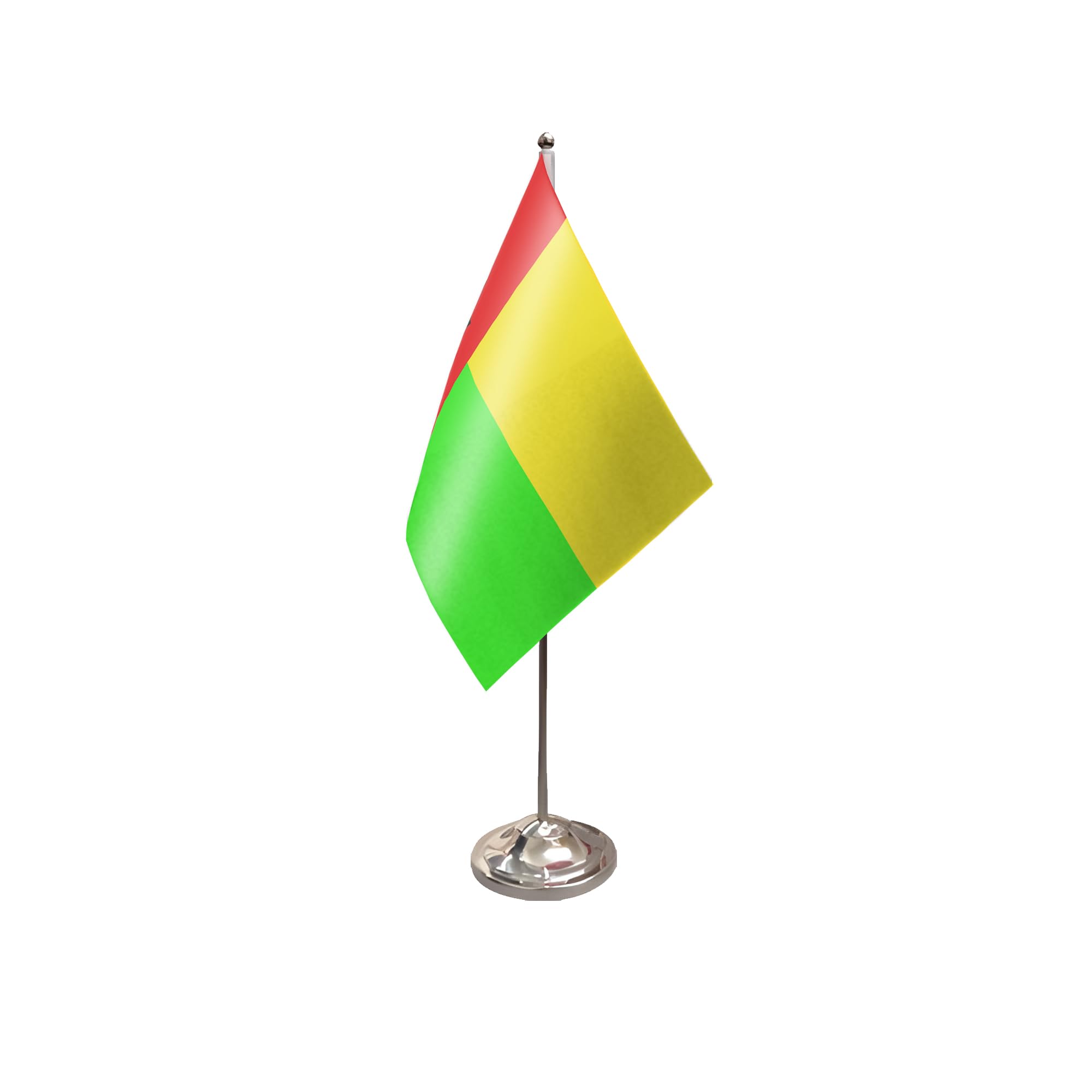 Flagtex Guinea-Bissau Satin Table Flag With Chrome Pole & Base
